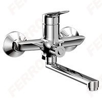 Themis - Wall-mounted washbasin/bath mixer, swivel spout 250 mm, without shower set, chrome