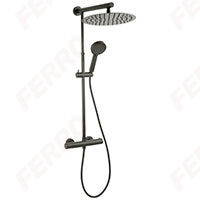 Trevi Gun Metal - Zuhanyszett fejzuhannyal, kézizuhannyal és termosztátos csapteleppel