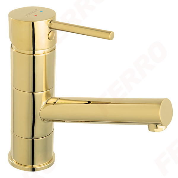 Fiesta Bright Gold - Standing washbasin mixer with swivel spout, bright gold