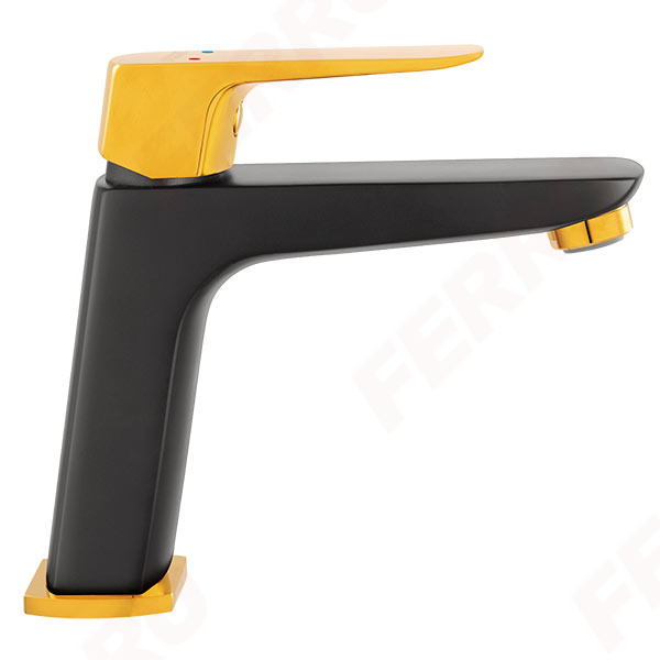 Vitto Black/Gold Verdeline - Standing washbasin mixer, black-gold
