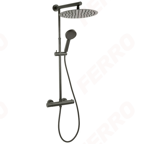 Trevi Gun Metal - Zuhanyszett fejzuhannyal, kézizuhannyal és termosztátos csapteleppel