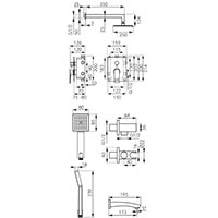 Algeo Square - built-in shower sets, chrome