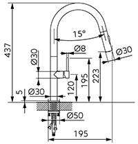 Liquid - Standing sink mixer, 2-functions pull-out spouts