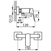 Vitto Verdeline Gun Metal - Falra szerelhető zuhany csaptelep