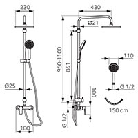 Nostris - Zuhanyszett keverővel, króm