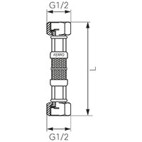 Acélborítású flexibilis bekötőcső vízre 1/2" x 1/2" belső-belső