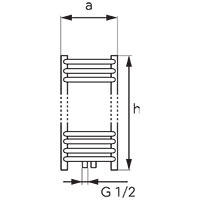 Bathroom heater - straight, V-type connection, black