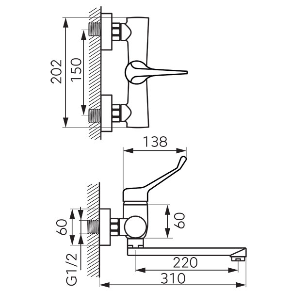 Algeo Medico - смеситель для мойки настенный