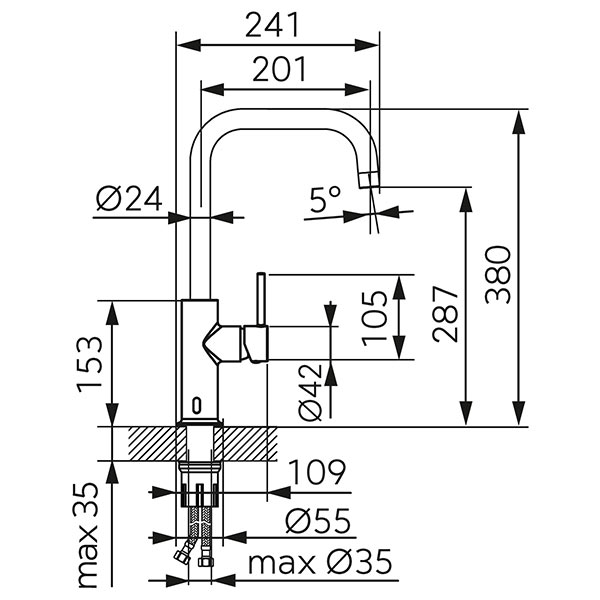 Distanza - Sink mixer with sensor, U spout, chrome
