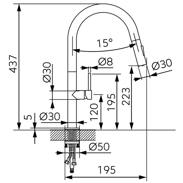 Liquid - Standing sink mixer, 2-functions pull-out spouts