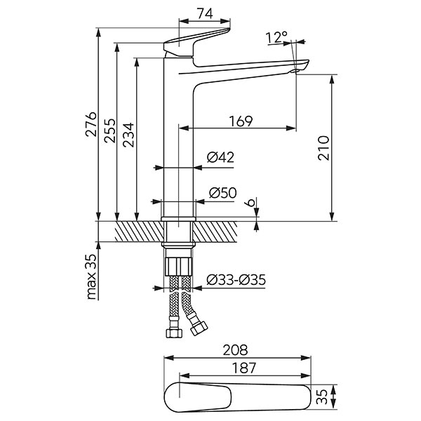 Themis - Standing countertop washbasin mixer, chrome