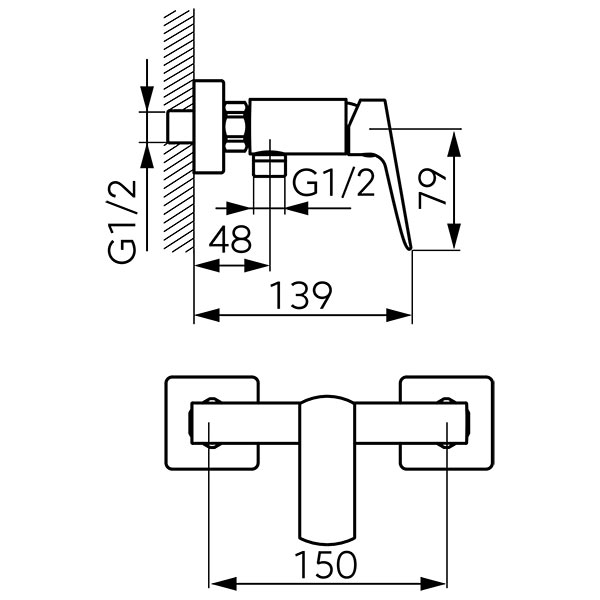 Vitto Verdeline Gun Metal - Falra szerelhető zuhany csaptelep