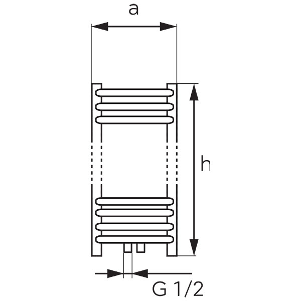 Bathroom heater - straight, V-type connection, chrome
